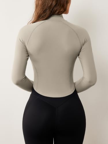 Image of AVGO Women's Workout Jacket Lightweight Zip Up Cropped Yoga Jackets Slim Fit Athletic Tops with Thumb Holes