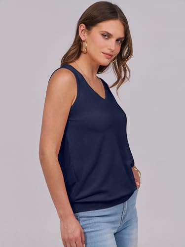 Image of ANRABESS Women Tank Tops Summer V Neck Sleeveless Casual Loose Fit Cute Cami Basic T Shirts Solid Tees 2026 Trendy Outfits