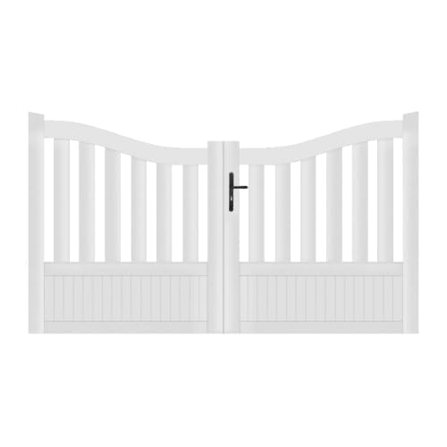 Gefradis Portail battant PVC Largeur 300 cm x Hauteur 146 cm Semi ajouré Brest incurvé Fabrication française