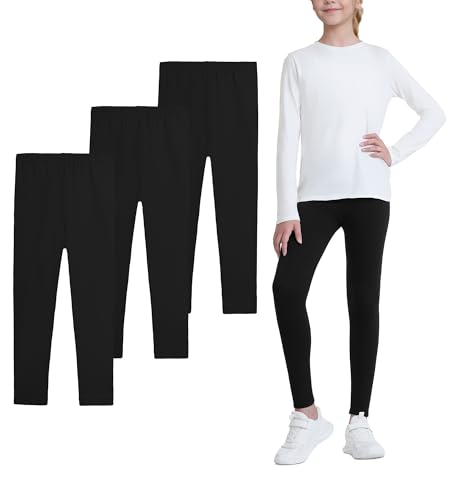 Auranso Toddler Girls Leggings Basic Full Length Cotton Tights Pants 7-8 Years Black