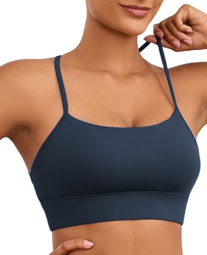 Image of Womens Y-Back Sports Bra, Weightless Padded Yoga Bra, Spaghetti Strap Low Impact Gym Top for Workout & Daily Wear