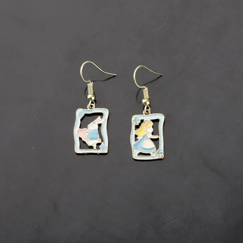 ENSIANTH Alice Fans Earrings Alice Fairy Tales Gift Alice Lover Gift White Rabbit Fans Earrings Wonderland Inspired Gifts4