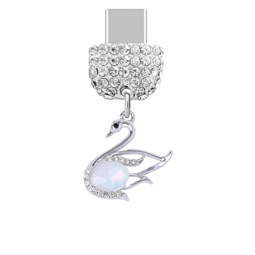 Colgante de cisne blanco y tapón anti polvo Tipo-C para lucir tu móvil en eventos