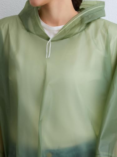 Image of Citizen Eco-Friendly EVA Poncho Raincoat for Men & Women, Lightweight Waterproof Coat with Hood, Adjustable Drawstring, Button Closure Outdoor Rainwear