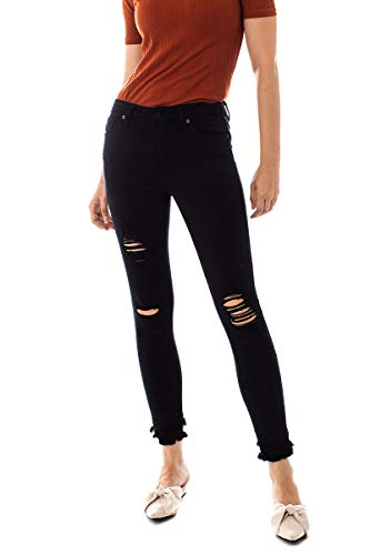 Kan Can Women's Mid Rise Ankle Skinny Jeans BK 9/28