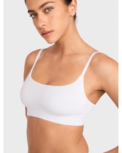 Image of INLYRIC Women's Cotton Bralette - Wireless Unlined Sleep Comfortable Seamless Cami Bra