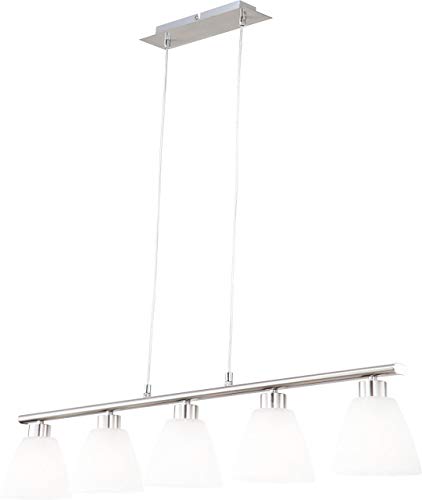 Preisvergleich Produktbild Globo Zeitlose Hängeleuchte Nickel matt Alabaster Optik weiß ILLIMANI 68615-5