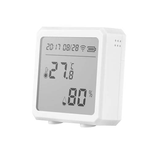 LCDスクリーンが付いている温度湿度センサースマート温度計湿度計(White 1 pc)