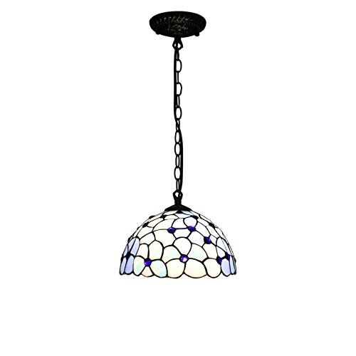 Tiffany 10-Inch European Pastoral Style Stained Glass Mediterranean Series Ceiling Light Pendant Light Dining Room Light