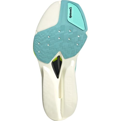 Adizero Prime X3 Strung Running Shoe, Flash Aqua/Zero Metallic/Lucid Lemon, Mens 12.04