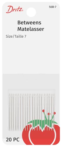 Dritz 56B-7 Quilting Betweens Hand Needles, Size 7 (20-Count) Nickel