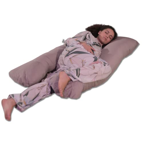 Bananair - Almohada de Lactancia, en U, desenfundable, para Embarazo, Almohada de Cuerpo, Lavable en Lavadora 150 x 80 cm (Gris algodón) Cover