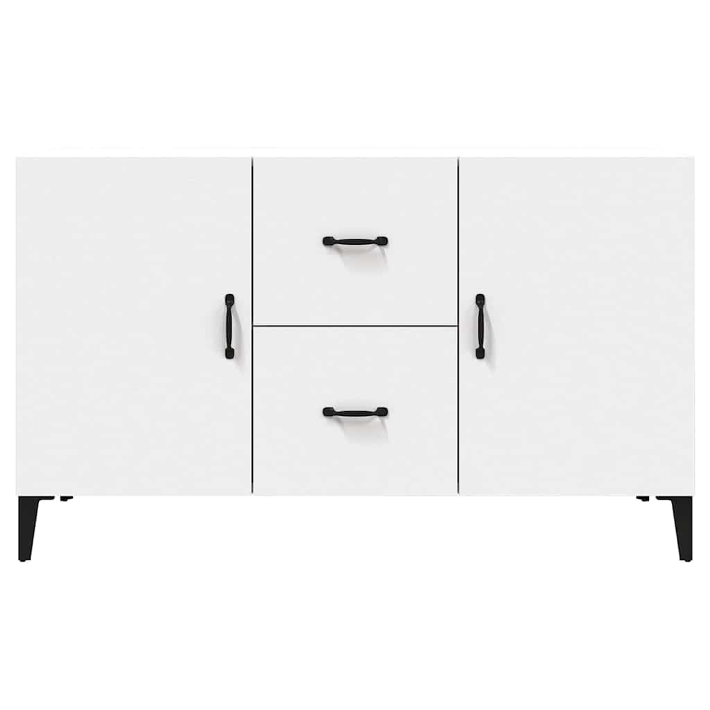 Credenza bianca, 100 x 36 x 60 cm, in legno, moderna, per soggiorno, con 2 ante e 2 cassetti, armadietto sottile per corridoio, camera da letto e cucina