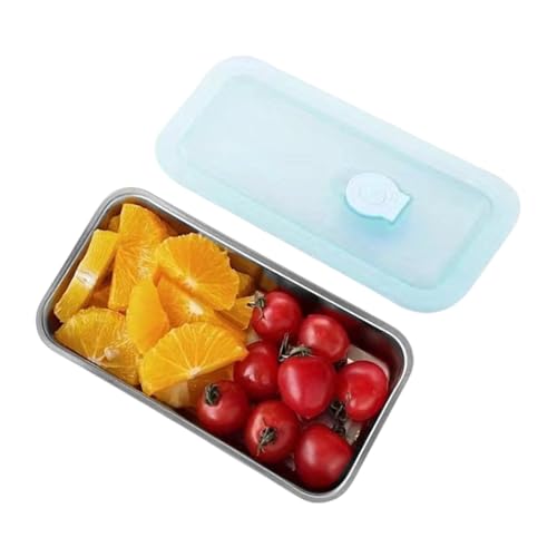 Glugahrif - Caja de aperitivos de acero inoxidable con tapa para cocina, almuerzo, transporte de playa, picnic