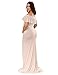 JustVH Maternity Fitted Elegant Gown Short Sleeve Off Shoulder Ruffles Slim Fit Maxi Photography Dress
