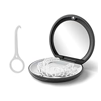 Funngy Zahnspangendose,Zahnprothesen Behälter Kieferorthopädischer Retainerkoffer Zahnprothesen Box mit Spiegel and Aligner Removal Tool Tragbare Aufbewahrungsbox für Aufbissschiene Knirscherschiene