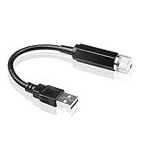  #N/D Luz de Coche 360 Grados de plástico Curvo USB Techo Atmósfera Estrella Proyección Proyector Lámpara de decoración de Interiores