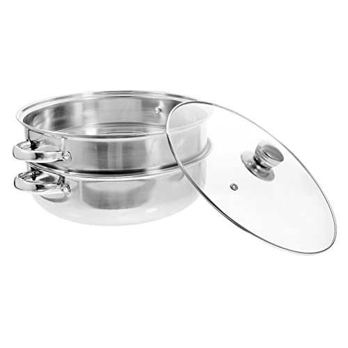 Ciieeo Olla de Vapor de Acero Inoxidable para Cocinar Alimentos Olla de Vapor con Doble Tapa Olla de Vapor Reutilizable Práctica para La Cocina