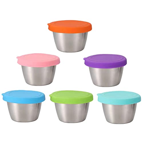 HOLIDYOYO 6pcs Sauce Cup with Lid Appetizer Dish Sauce Cups with Lids Sauce Cups Bowls Dipping Bowls for Restaurant Dipping Sauce Dishes Appetizers Household Dipping Bowl Stainless Steel