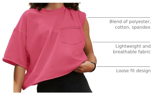Image of ATHMILE Womens Crop Tops Workout Shirts Gym Oversized Spring Summer Basic Tees Short Sleeve Casual Loose Drop Shoulder 2026