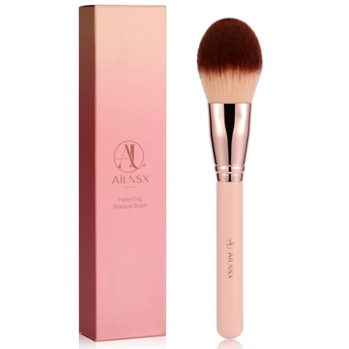 Image of Face Makeup Brush, Large Powder Brush for Blush, Bronzer, Setting Powder and Powder Foundation, Soft Fluffy Dense Bristles, Rounded Makeup Brush with Pink Handle