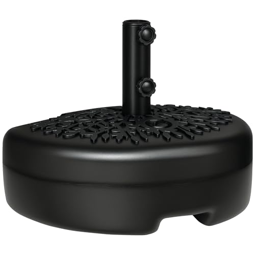 Outsunny Pied de Parasol Demi-Round, Socle Parasol extérieur à remplir avec 18 kg d'eau / 21 kg de Sable, pour mât de Ø 38-48 mm, Base de Parasol pour...