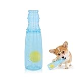 Andiker Dog Squeaky Toy, Bottle Shaped Rubber Dog Chew Toys with Squeaker and Tennis Ball, Treat Dispenser Interactive Dogs Toys for Small and Medium Dogs to Chew and Relieve Boredom (Blue)