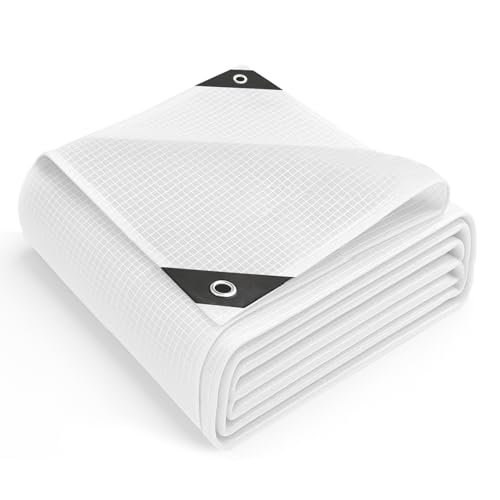 KEPLIN - Keplin 3x4m Waterproof Tarpaulin Cover Sheet 100gsm - Heavy Duty, Mould-Resistant, Easy to Wash -PE Material, Reinforced Edges with Metal Eyelets -Clear Mesh -Ideal for Indoor-Outdoor Protection