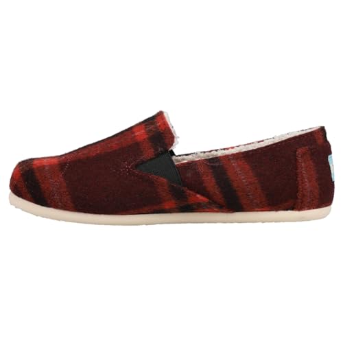 TOMS Womens Redondo Plaid Slip On Flats Casual - Red - Size 6 B4