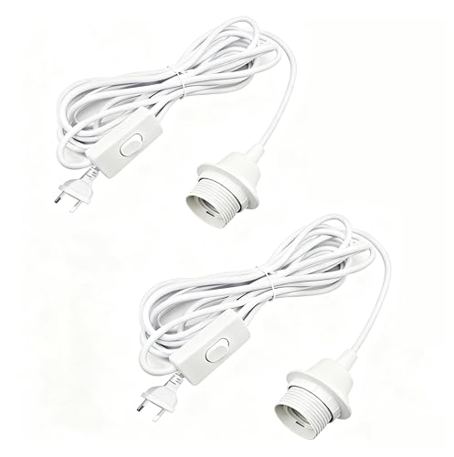2 Pièces Kit d'Éclairage Suspendu DIY avec Câbles de Suspension à Brancher - Douille E26, Interrupteur et Câble de 20 FT