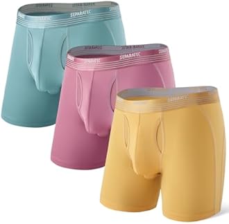 Separatec Men's Boxer Briefs Underwear Dual Pouch Quick Dry Polyamide Sports Underwear 3 Pack Breathable Soft