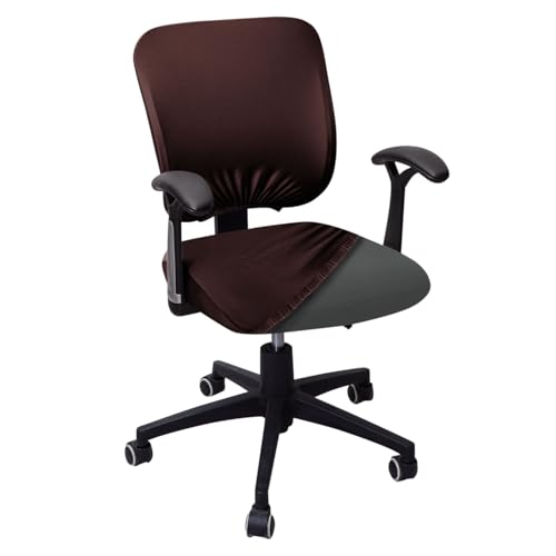 Image of HOKIPO Office Chair Cover for Task Chair - 140 GSM Stretchable Fabric - Anti-Slip & Washable - Fits Small Office Chairs Without Headrest, Chocolate Brown(AR-6203-BRN)