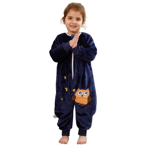 Monstoyo - Gigoteuse a Pied Surpyjama Bébé Fille Garçon, Hiver Flanelle Combinaison Pyjama Enfant Turbulette avec Jambes, Cartoon Manches Longue Dors Bien Grenouillère Sac de Couchage Chouette 90(18-24 Mois) - -20%