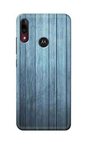 Image of Printed Hard Back Cover Case for Motorola Moto E6+ Plus | Moto E6s Back Cover (Wooden Blue) -1302