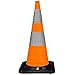 Traffic Cones 2 Reflective Bands & Led Lights, Waterproof Nylon Durability, Color Orange, Size 30
