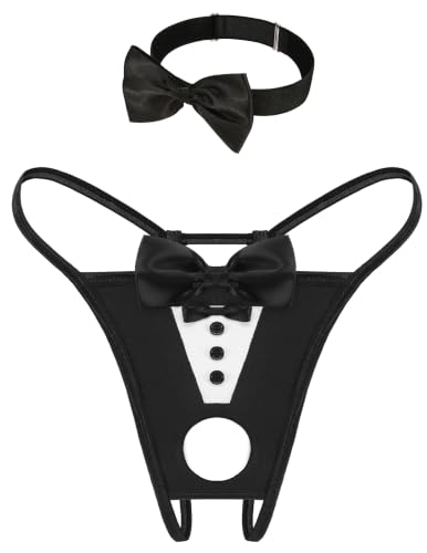 Avidlove Men's Hollow-Out Thong Sexy Lingerie Sets Bowknot Cosplay Costume - image 1