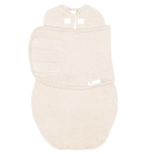 Image of embé 2-Way Starter Baby Swaddle, 6-14 lbs, Newborn Infant Swaddle Sack 0-3 Months, Zip, Hook & Loop 0-3 Months Baby Wrap, Hip Healthy - Cream