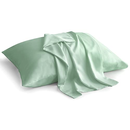 Image of BEDELITE Cooling Pillow Cases Queen, Rayon Made from Bamboo, Mint Green | Cooling and Breathable Pillow Cover for Hot Sleepers & Night Sweats, Silky Soft Cozy, Envelope Closure, 20 inchx30 inch, Set of 2