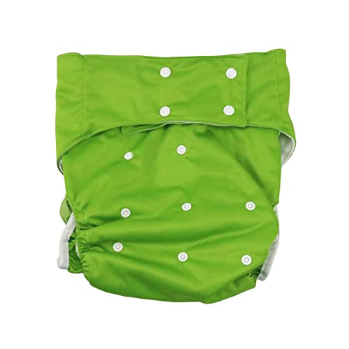 perfk Cubierta de pañal para adultos, cubierta de pañal lavable, talla única, sin fugas, parte elástica de la pierna, pantalones de pañales ajustables , VERDE