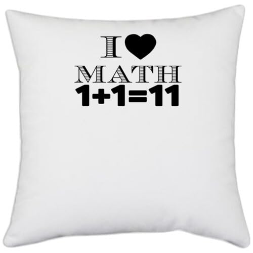 UDNAG White Polyester 'Student | i Love Math' Pillow Cover [16 Inch X 16 Inch]