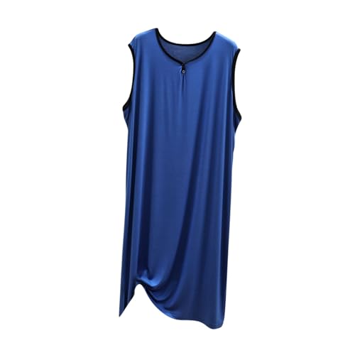 Cambkatl Sleepwear for Men Nightshirt Sleeveless Pajamas Comfy Big & Tall Henley Sleep Shirt