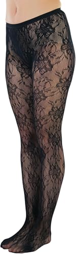 Image of ToBeInStyle Women's Elegant Floral Lace Inspired Spandex Net Full Length Tights