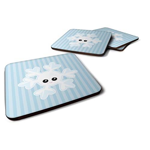 Caroline's Treasures Weather Snowflake Face Foam Coasters Set of 4 Cup Coasters for Indoor Outdoor, Tabletop Protection, Anti Slip, Mouse pad Material