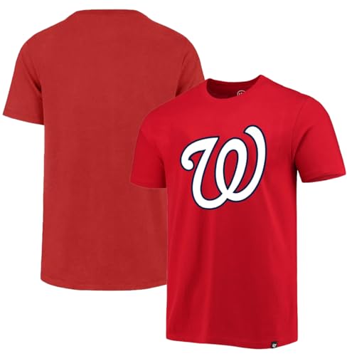47 Brand MLB Men's Team Color Imprint Primary Logo Short Sleeve Baseball T-Shirt - Washington Nationals - Red - X-Large