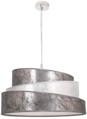 FABRILAMP Lámpara Colgante Moderna Plata y Blanca 40 cm Diámetro. 3xE27. Medidas Regulablex40cm.