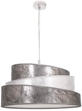 FABRILAMP Lámpara Colgante Moderna Plata y Blanca 40 cm Diámetro. 3xE27. Medidas Regulablex40cm.