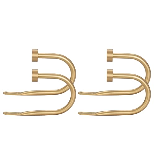 Mayrhyme Premium Curtain Holdbacks with Aluminum Finials, Warm Gold, Set of 2