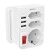 Produktbild USB Steckdose mit Schalter,Joymy Mehrfachstecker 3 Steckdosenadapter 4000W (16A) mit 3 USB Anschlüsse,Steckdosenleiste überspannungsschutz für Zuhause, Büro, Reise