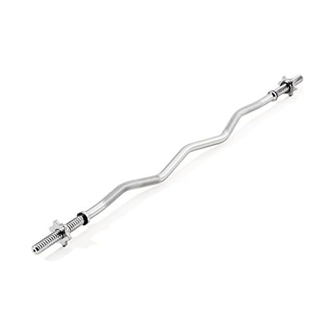 York Fitness Spinlock EZ Curl Bar - Dumbbell Bar for Weightlifting Body Building,Ideal Curl Bar for York FitnesWeight Plates,Silvers, 1 Inch Cover