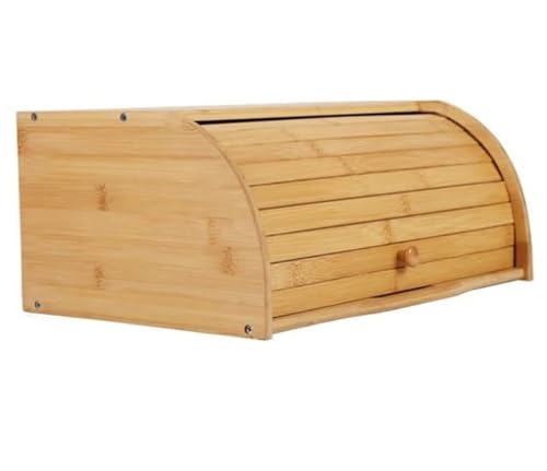 MEIZHITU Panera Contenedor De Cocina Caja De Pan Bambú, Contenedor Almacenamiento con Encimera Enrollable, Soporte Creativo Simple para Decoración para Mesa